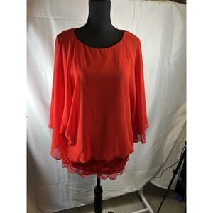 Northstyle Georgette Sexy Red Sheer Blouse 1X